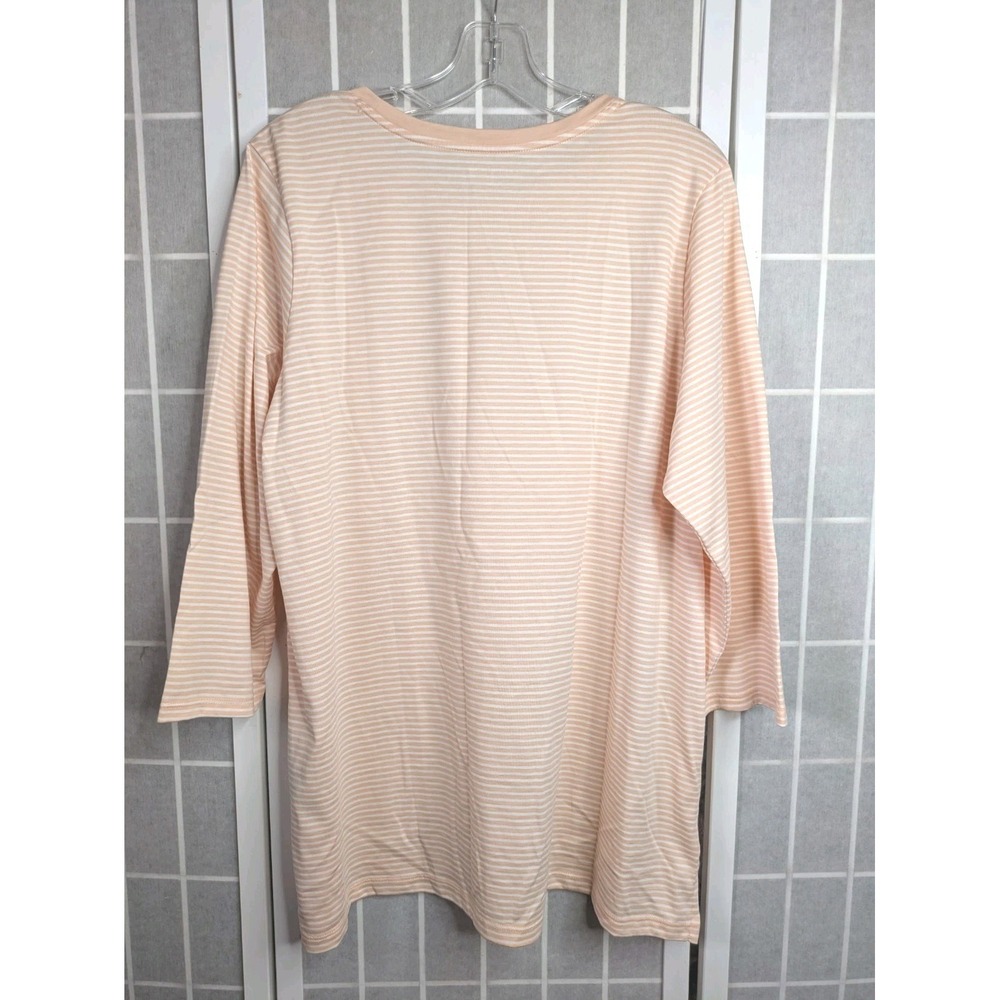 Lands' End Plus Women's Shirt 1X NWT (16W-18W) 100% Cotton Scoop Neck Striped - Picture 7 of 10
